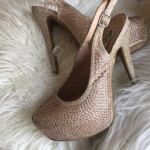 Wedding platform heels with lots of crystals!
